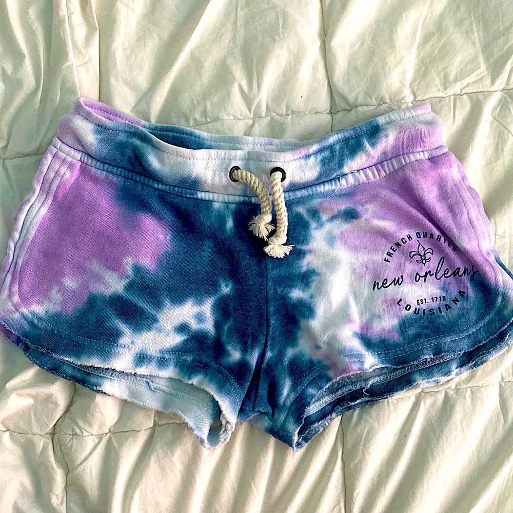 Ocean drive blue purple and white tie dye sweat shorts